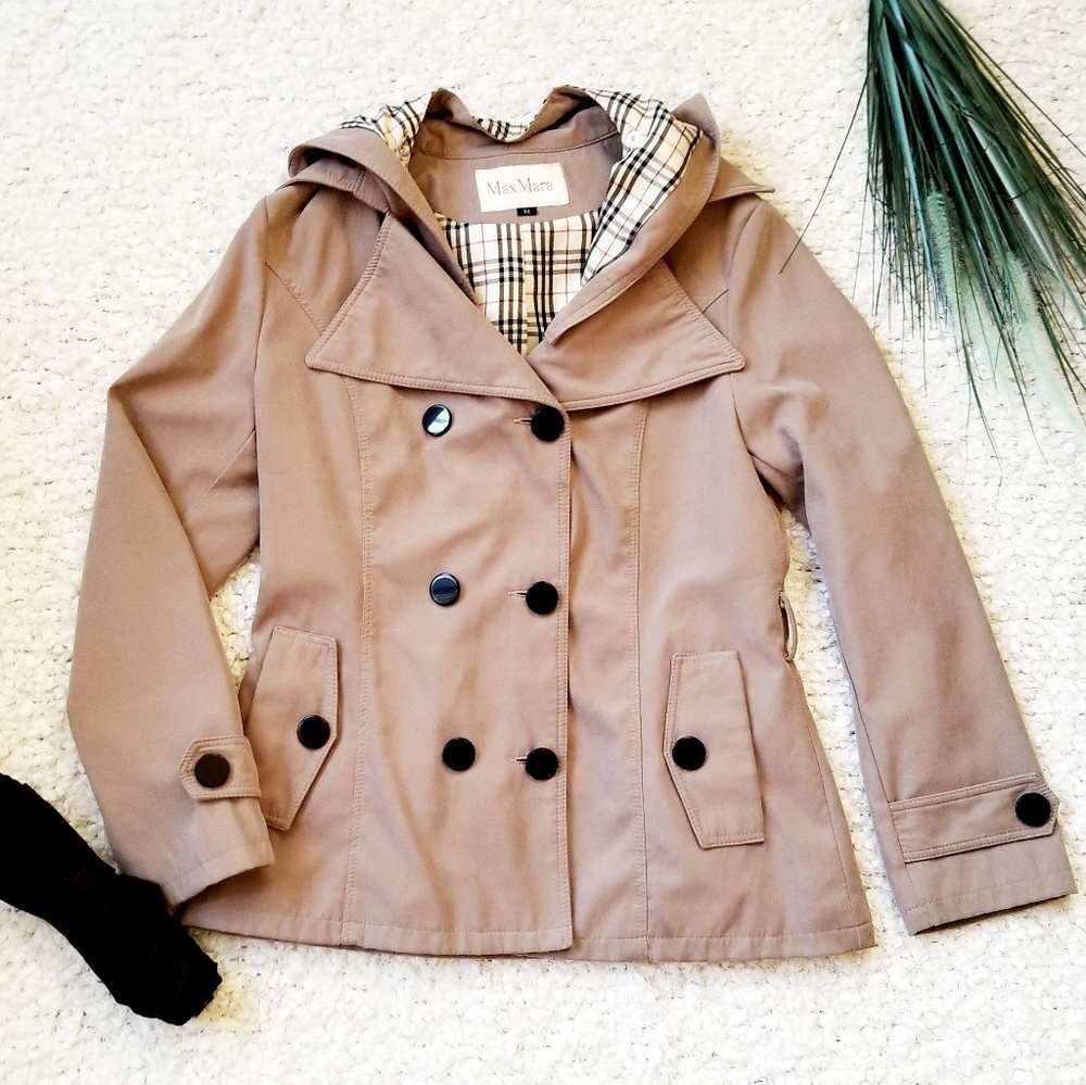 Max Mara Khaki Trenchcoat with Removable Hood